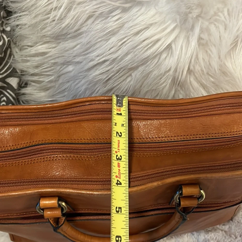 Banuce Vintage Cognac Color Leather Briefcase Laptop Travel Bag